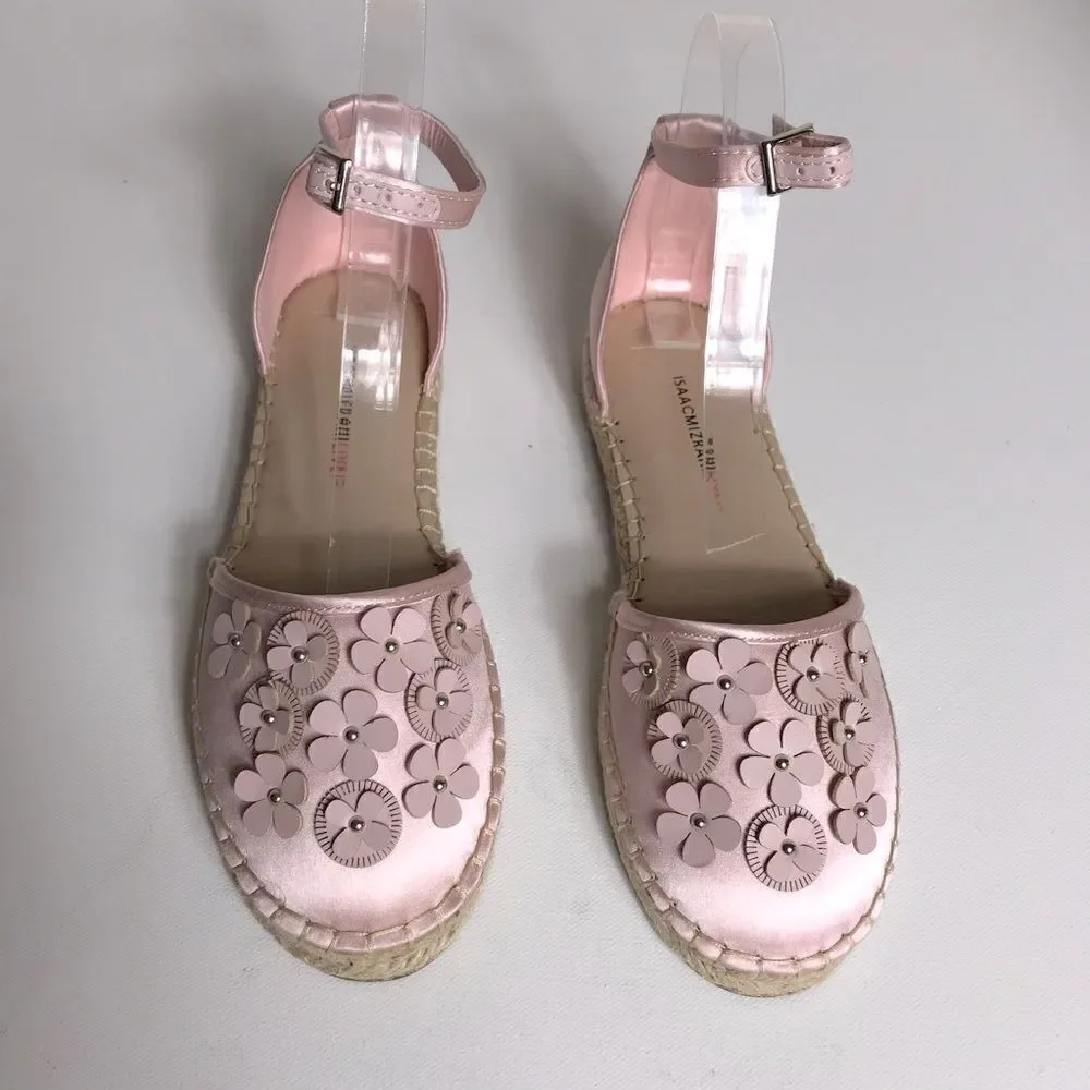 Isaac Mizrahi Floral Applique Satin Espadrilles
